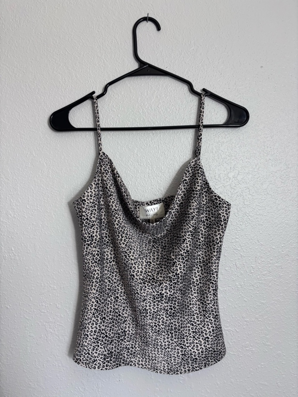Wayf Dede x Emily Black and White Leopard Cowl Neck Camisole